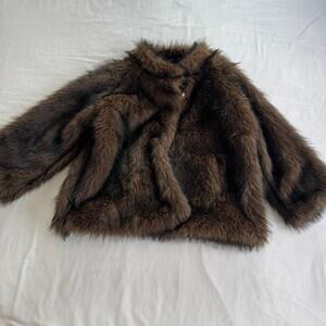 Guizio brown lucienne faux fur topper